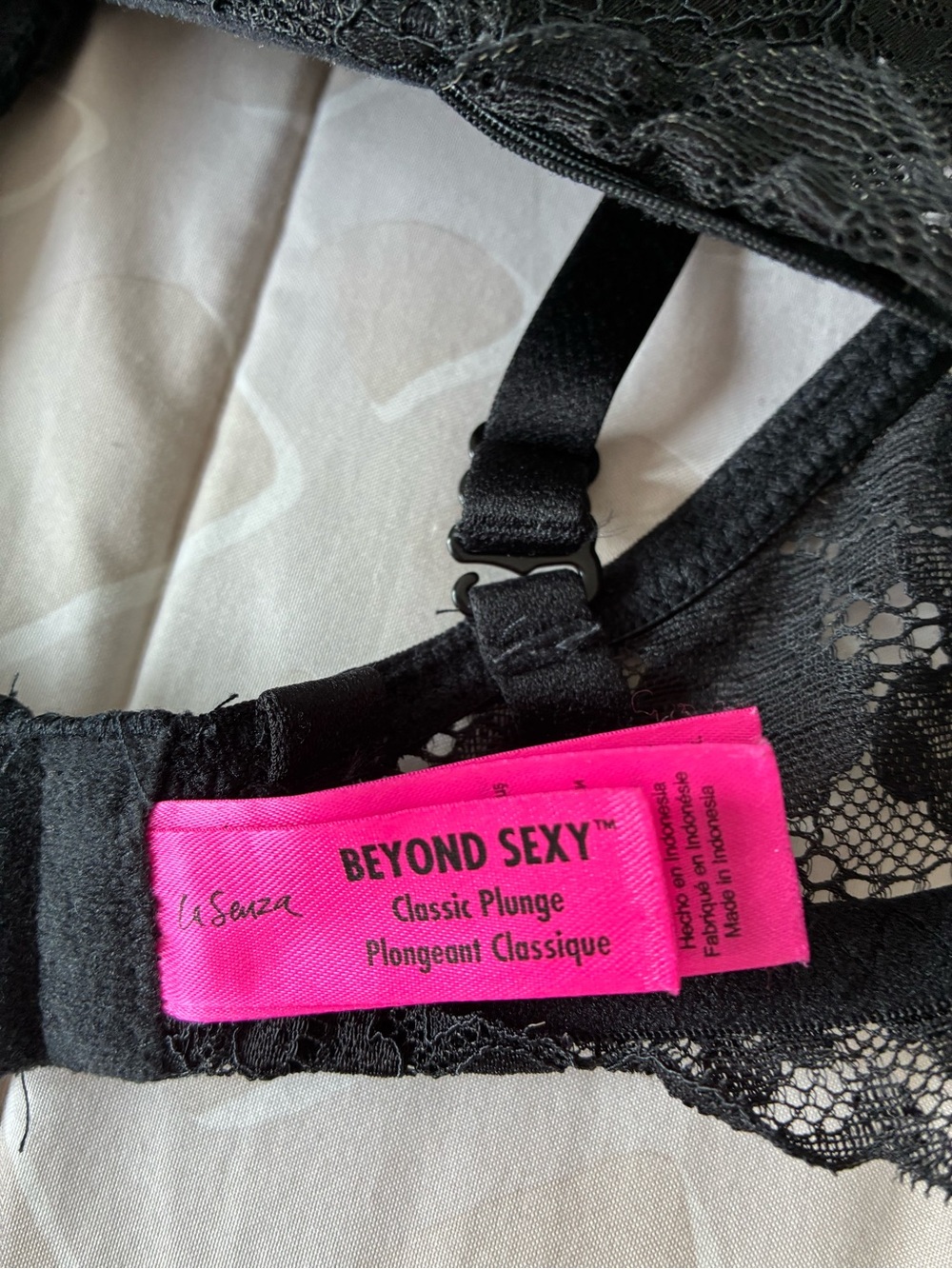 La SENZA Black Lace Push-Up Bra with Floral Overlay - Picture 4 of 4